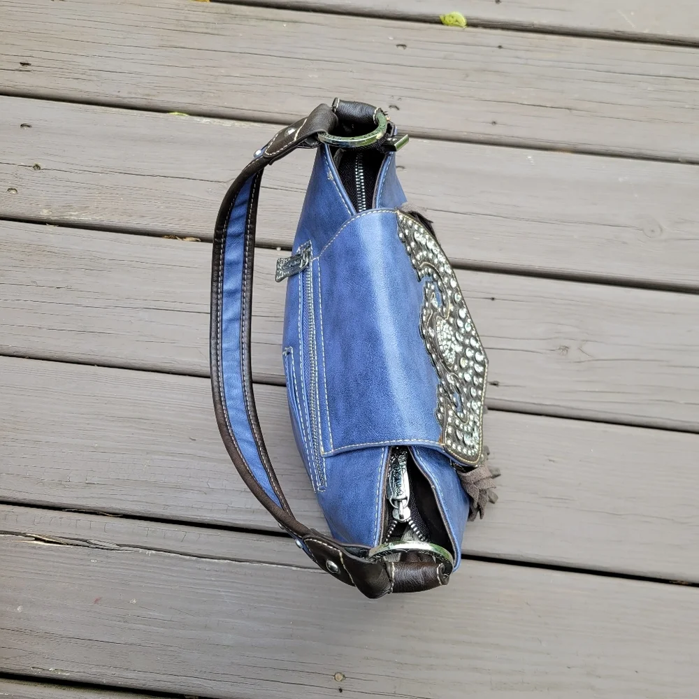 Trinity‎ Ranch Periwinkle Leatherette CCW Conseal Carry Boho Western Fringe Bag